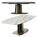 Sleek Modern Dining Table Designs with Marble and Black Tabletops and Metal Bases 3d model