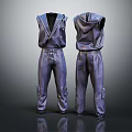 Shiny Purple Sleeveless Jumpsuit With Pockets Front And Back View