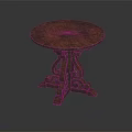 Vintage Round Wooden Side Table With Intricate Carved Base And Classic Design