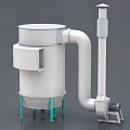 Industrial Drying Equipment Cylindrical Body With Connected Pipe Green Support Legs And Motor Component