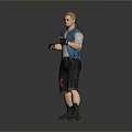Blonde Man Wearing Sunglasses Blue Vest Gray Shirt And Black Shorts Standing