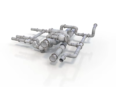 Industrial Equipment Metal Pipe System With Multiple Connectors And Industrial Fittings 3d model