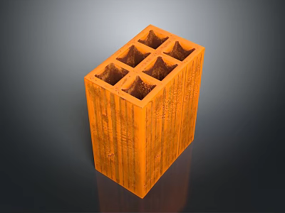 Orange Rectangular Wooden Block With Multiple Square Compartments For Storage 3d model