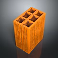 Orange Rectangular Wooden Block With Multiple Square Compartments For Storage 3d model