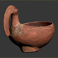 Red Swan Shaped Sculpture Bowl With Curved Neck Handle And Artistic Craftsmanship
