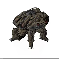 Futuristic Mechanical Turtle Creature with Armored Shell Complex Machinery and Red Accents 3d model