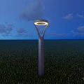 Modern Outdoor Lights With Tall And Short Design In Night Sky Grass Field