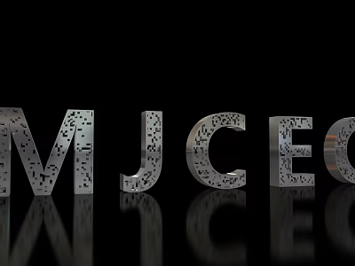 3D Metallic Letters With Hollow Design On Black Background And Reflection 3d model