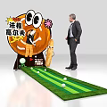 Interactive Ice Cream Stick Golf Area With Green Putting Green And Cartoon Character