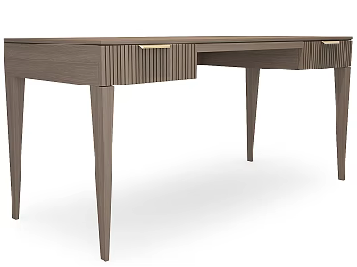 Elegant Modern Wooden Desk With Slim Legs And Metal Handle Ribbed Drawers 3d model