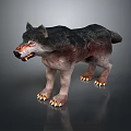 Realistic 3D Wolf Standing With Black And Gray Fur Sharp Teeth And Claws 3d model