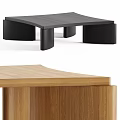 Modern Coffee Table With Wooden Top Black Finish And Unique Curved Leg Structure