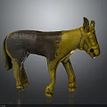 Vintage Yellow And Brown Donkey Figurine In Standing Pose With Decorative Details
