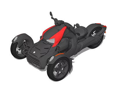 Black And Red Three Wheeled Motorcycle With Sporty Design And Modern Seats 3d model