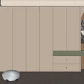 Elegant Modern Walk in Closet Interior With White Cabinets Dressing Table And Wooden Floor