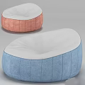 Comfortable Pink And Blue Fabric Bean Bag Chairs With White Top And Striped Design