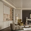 Elegant Classic French Living Room Interior With Ornate Marble Fireplace And Comfortable Velvet Sofas