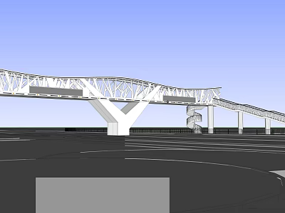 White Steel Cable Stayed Bridge Modern Design Over Open Water With Blue Sky 3d model