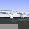White Steel Cable Stayed Bridge Modern Design Over Open Water With Blue Sky