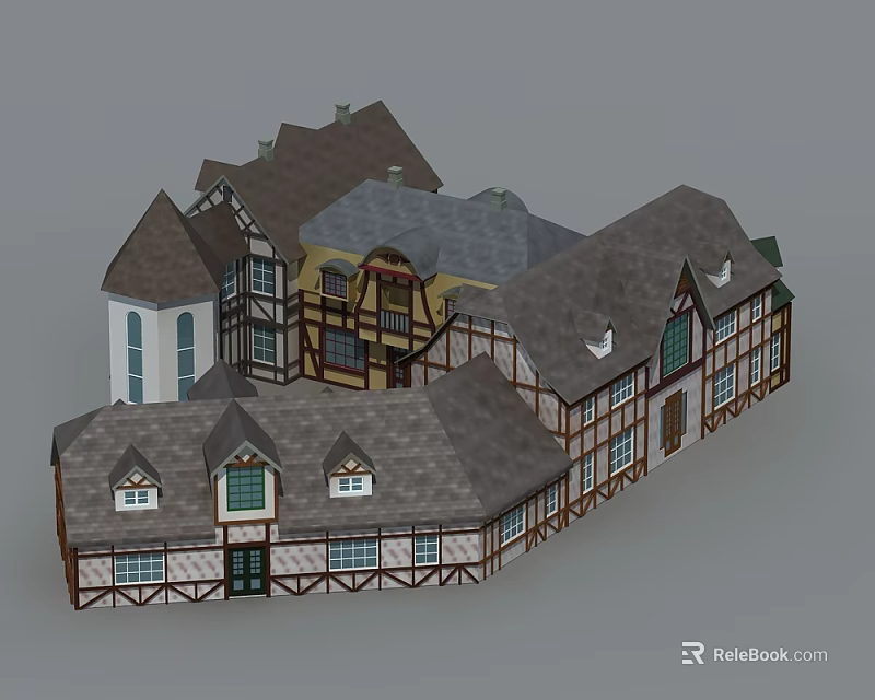 Various Architectural House Models With Different Roof Styles Windows And Wooden Frames 3d model 