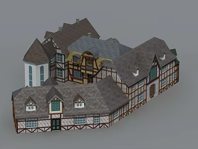 Various Architectural House Models With Different Roof Styles Windows And Wooden Frames 3d model