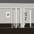 Modern Interior With Glass Folding Doors Herringbone Wooden Floor And Potted Plant