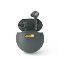 AVENGER Dark Green Wireless Earbuds With Round Charging Case And Gold Accents