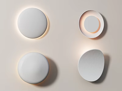 Modern Minimalist Wall Lamps With Round Oval Shapes And Soft Lighting On Light Wall 3d model