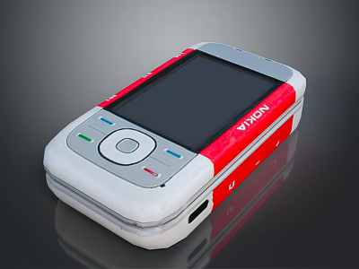 VIXON Red and White Portable Computer with Screen and Physical Buttons 3d model