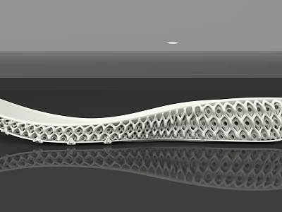 White Shoe Sole With Wavy Structure And Hollow Patterns 3D Printed Design And Reflective Surface 3d model