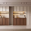 Modern Sideboard Cabinet With Wooden Storage And Open Display Shelves