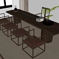 New Chinese Tea Table and Chair Combination 3d model