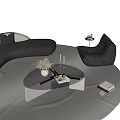 Sleek Coffee Table With Glass Top Metal Frame Gray Sofa Accent Chair Decorative Vase Books