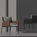 Modern Designer Dining Chairs With Brown Black Frames And Cream Leather Seats