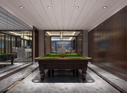 Modern Entertainment Room Port-style Billiards Room 3d model