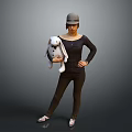 Woman Wearing Hat And Black Top Holding White Rabbit Doll Posing Confidently
