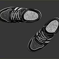 Stylish Gray And Black High Top Shoes With White Laces Stripes And Soles