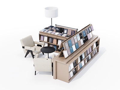 Modern Bookcase Solid Wood Bookcase 3d model