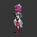 Two Fantasy Characters With White Hair And Pink Green Hair In Colorful Outfits Standing Together