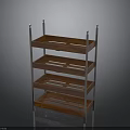 Wooden Multi Tier Storage Shelf With Metal Frame And Open Design