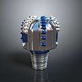 Industrial Drill Bit Featuring Metal Body Carbide Teeth Blue Components And Threaded Base For Drilling 3d model