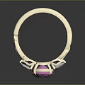 Elegant Gold Ring Featuring Large Pink Gemstone and White Accent Stones with Leaf Vine Design