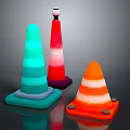 Various Colorful Striped Traffic Cones With Illuminated Design And Stable Base
