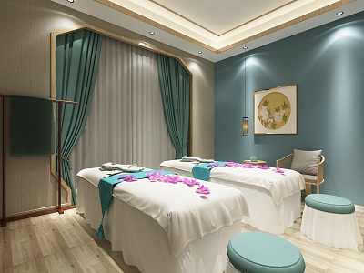 New Chinese-style spa club physiotherapy room pedicure salon beauty salon beauty salon beauty room Chinese-style physiotherapy shop health salon 3d model