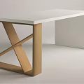 Modern Desk With White Tabletop And Wooden Crossed Legs Structure