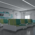 Modern Medical Infusion Room With Green White Seats Transparent Partitions And Infusion Stands