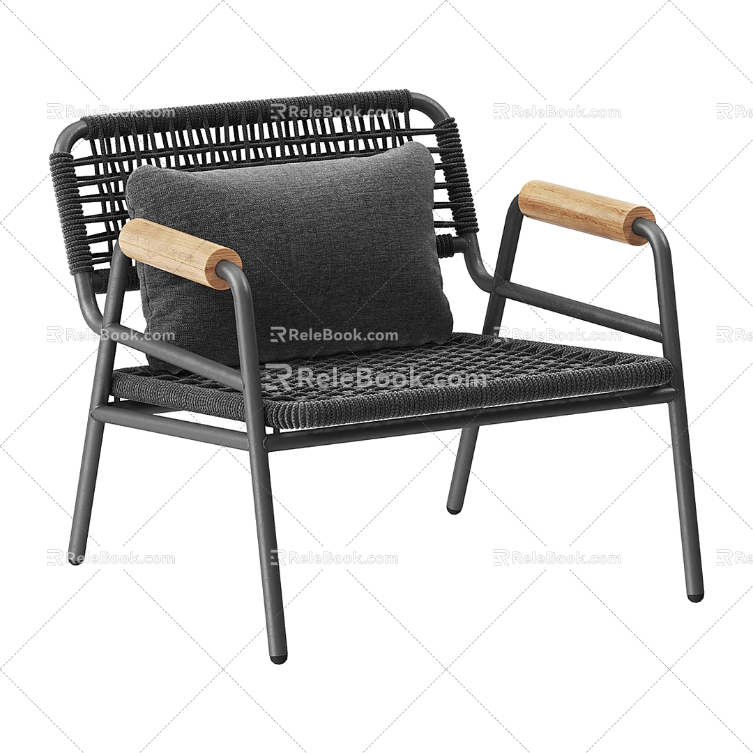 Meridiani metal rattan lounge chair 3d model