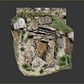 Terrain Model Featuring Rocks Green Plants Water Stream And Gravel Details