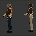 Game And Movie Characters In Blue Shirts Orange Life Vests Hats With Different Poses Standing
