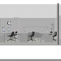 Modern Public Office Space Interior Design With White Desks Black Chairs Computers And Green Plants